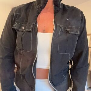 Nike Black Bomber Jacket Sporty Cotton Blend